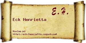 Eck Henrietta névjegykártya
